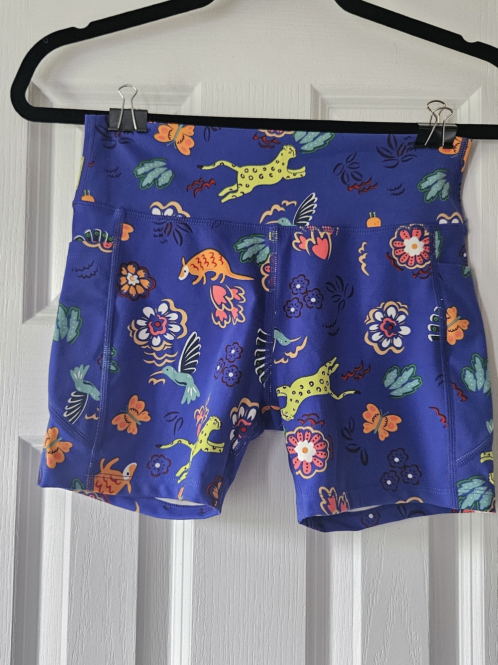 Girls' Blue Floral & Animal Print Biker Shorts